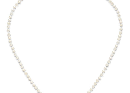 Sterling Silver Rhodium-plated 4- White Near-Round Freshwater Cultured Pearl Necklace (Style QH5311-20)