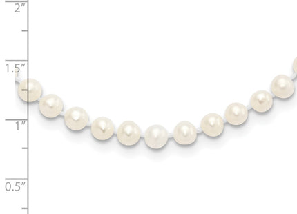 Sterling Silver Rhodium-plated 4- White Near-Round Freshwater Cultured Pearl Necklace (Style QH5311-20)