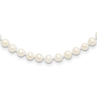 Sterling Silver Rhodium-plated 4- White Near-Round Freshwater Cultured Pearl Necklace (Style QH5311-20)