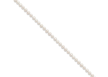Sterling Silver Rhodium-plated 4- White Near-Round Freshwater Cultured Pearl