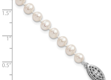 Sterling Silver Rhodium-plated 4- White Near-Round Freshwater Cultured Pearl