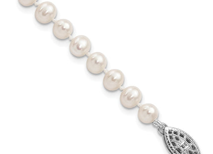 Sterling Silver Rhodium-plated 4- White Near-Round Freshwater Cultured Pearl