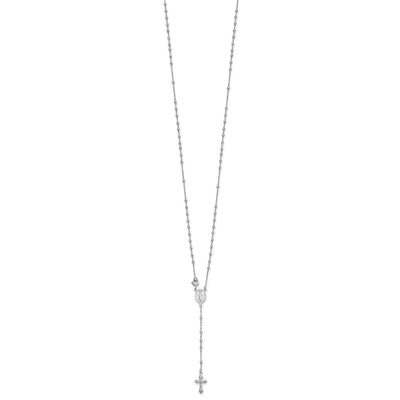 Sterling Silver 18 Rhodium Plated Polished Beaded Rosary
