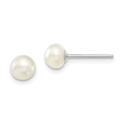 Sterling Silver Rhodium-plated White Teardrop Freshwater Cultured Pearl Necklace and Button Post Earrings Set