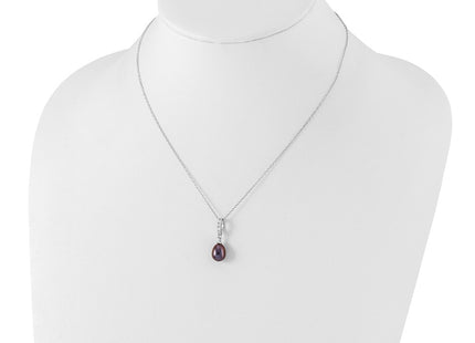 Sterling silver cubic zirconia teardrop necklace, further view
