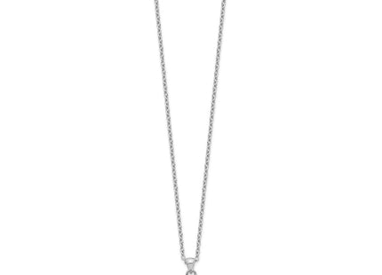 Sterling Silver Rhodium-plated 6- White Button Freshwater Cultured Pearl and CZ Necklace (Style QH5504-17)