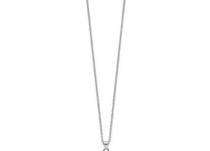 Sterling Silver Rhodium-plated 7- White Button Freshwater Cultured Pearl and CZ Necklace (Style QH5505-17)