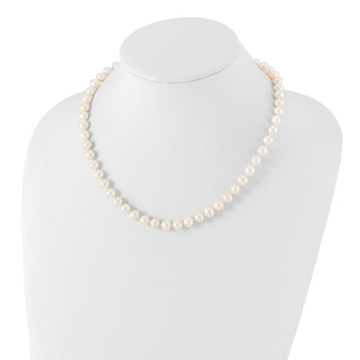 Sterling Silver Rhodium-plated White Near-Round Freshwater Cultured Pearl Necklace, Stretch Bracelet and Button Post Earrings Set