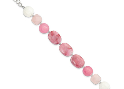Sterling Silver Pink Agate, Pink/Jade/Rose Quartz/Crystal Necklace