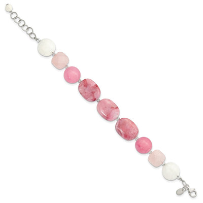 Sterling Silver Pink Agate, Pink/Jade/Rose Quartz/Crystal Necklace