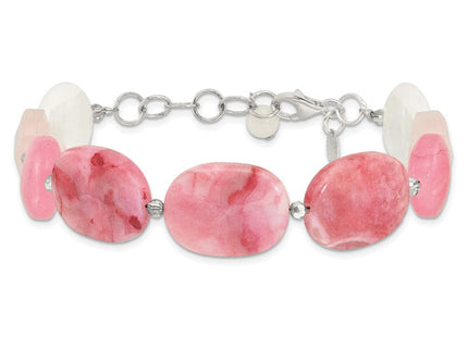Sterling Silver Pink Agate, Pink/Jade/Rose Quartz/Crystal Necklace