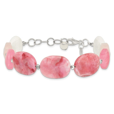 Sterling Silver Pink Agate, Pink/Jade/Rose Quartz/Crystal Necklace