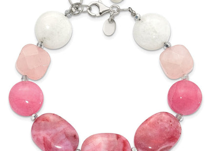 Sterling Silver Pink Agate, Pink/Jade/Rose Quartz/Crystal Necklace