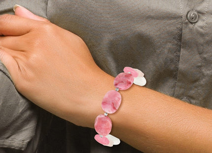 Sterling Silver Pink Agate, Pink/Jade/Rose Quartz/Crystal Necklace