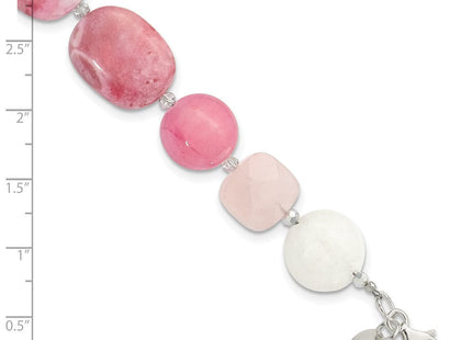 Sterling Silver Pink Agate, Pink/Jade/Rose Quartz/Crystal Necklace