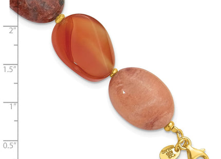 Sterling Silver Gold-plated Aventurine/Carnelian/Jasper 1in ext Necklace