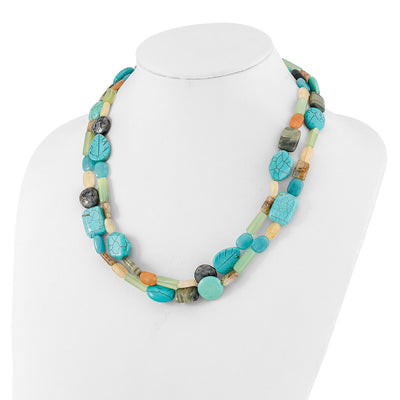 Sterling Silver Multi Stone 2-Strand 8in w/1in ext Necklace