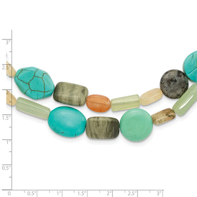 Sterling Silver Multi Stone 2-Strand 8in w/1in ext Necklace