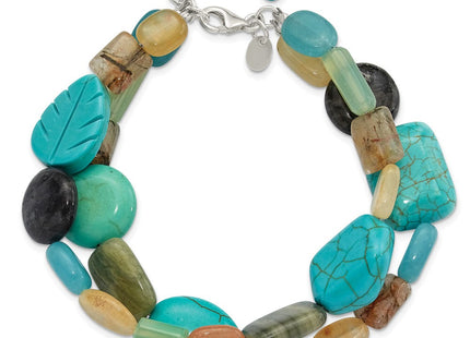 Sterling Silver Multi Stone 2-Strand 8in w/1in ext Necklace