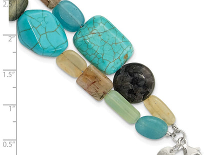Sterling Silver Multi Stone 2-Strand 8in w/1in ext Necklace