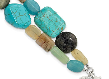 Sterling Silver Multi Stone 2-Strand 8in w/1in ext Necklace