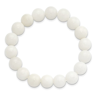 White Jade Beaded Stretch Bracelet