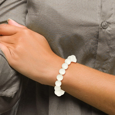 White Jade Beaded Stretch Bracelet