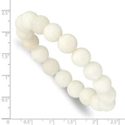 White Jade Beaded Stretch Bracelet