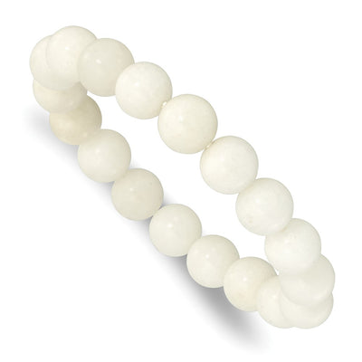 White Jade Beaded Stretch Bracelet