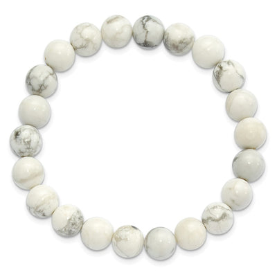 White Howlite Beaded Stretch Bracelet