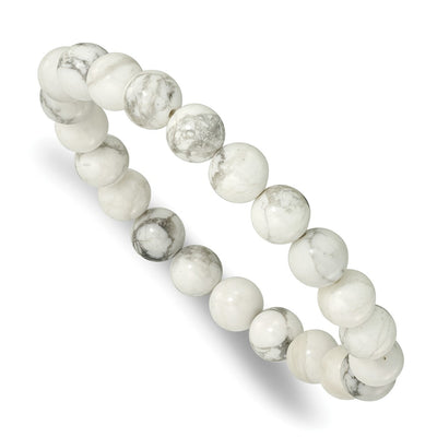 White Howlite Beaded Stretch Bracelet