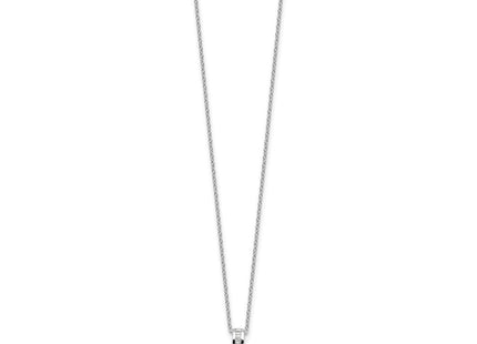 Sterling Silver Rhodium-plated 8- Black Teardrop Freshwater Cultured Pearl and CZ Necklace (Style QH5784-17)