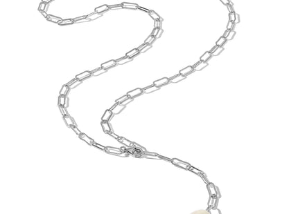 Sterling Silver Rhodium-plated 12- Teardrop Freshwater Cultured Pearl Adjustable Necklace