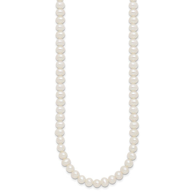 Sterling Silver Rhodium-plated Semi-Round White Freshwater Cultured Pearl with Extender Choker