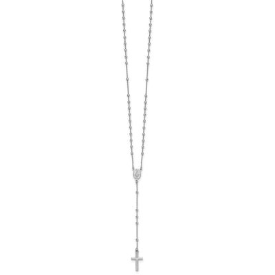Sterling Silver Rhodium-plated Polished with extender Rosary Necklace