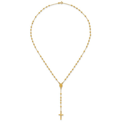 Sterling Silver Gold-tone Polished and Beaded Rosary Necklace