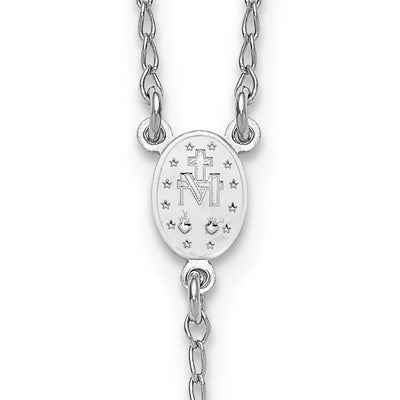 Sterling Silver Rhodium-plated with extender Rosary Themed Necklace