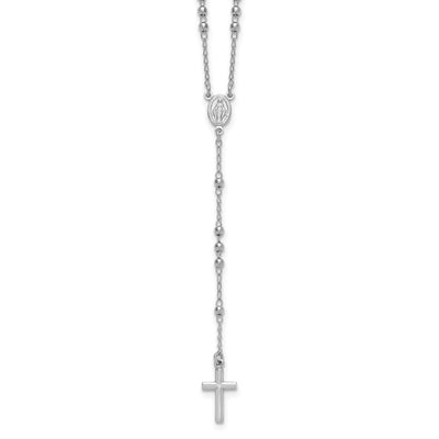 Sterling Silver Rhodium-plated with extender Rosary Themed Necklace
