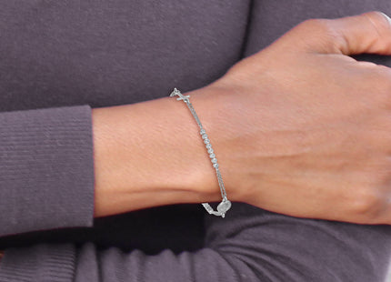 Sterling Silver Rhodium-plated Polished CZ 6. with 1. extender Rosary Bracelet
