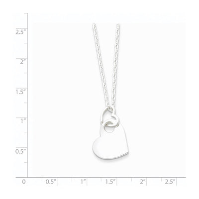Sterling Silver Open Heart Holding A Heart Dangle Necklace