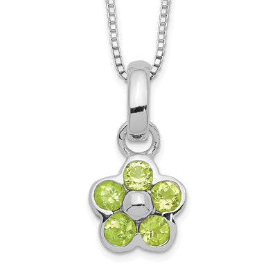 Sterling silver peridot flower necklace