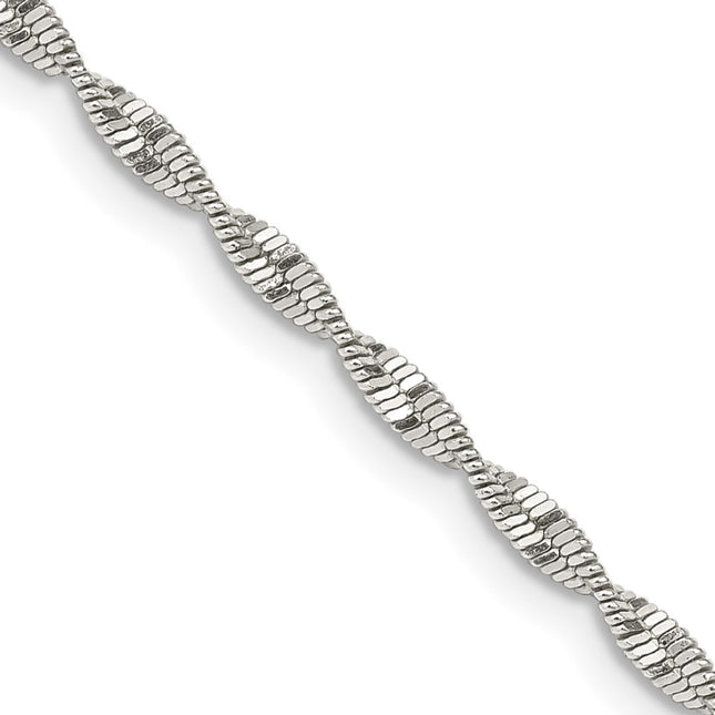 Sterling Silver Twisted Herringbone Chain, 16 x 2mm