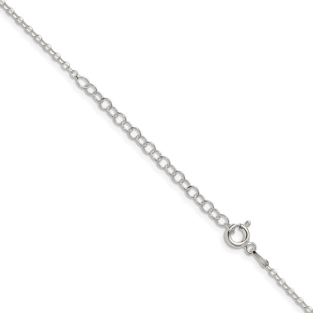 Sterling Silver Diamond-cut Cable Chain w/2in ext., 20 x 1.75mm