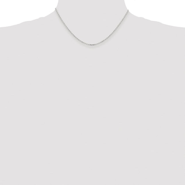 Sterling Silver Rhodium-plated Diamond-cut Cable Chain, 22 x 1.75mm