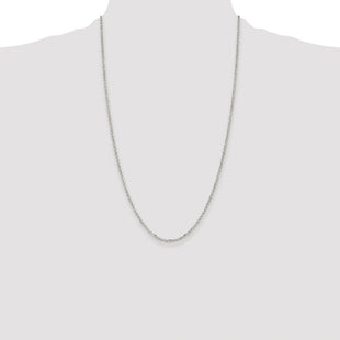 Sterling Silver Rhodium-plated Diamond-cut Cable Chain (Style QHC035R-26)
