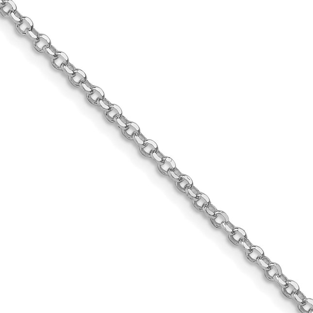 Sterling Silver Rhodium-plated Diamond-cut Cable Chain w/2in ext., 20 x 2.2mm