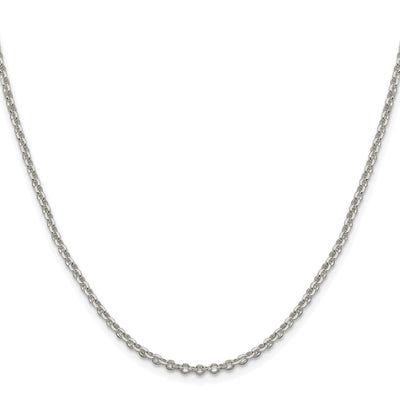 Sterling Silver Rhodium-plated Diamond-cut Cable Chain w/2in ext., 20 x 2.6mm