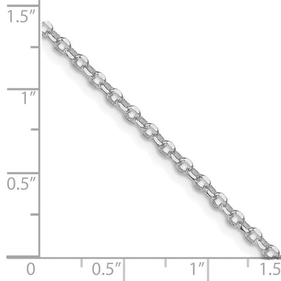 Sterling Silver Rhodium-plated Diamond-cut Cable Chain w/2in ext., 20 x 2.6mm
