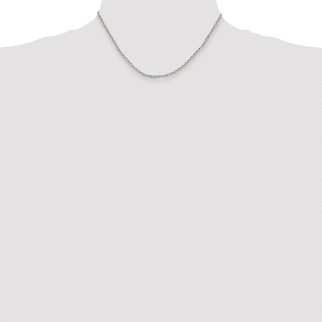 Sterling Silver Rhodium-plated Diamond-cut Cable Chain, 16 x 2.6mm