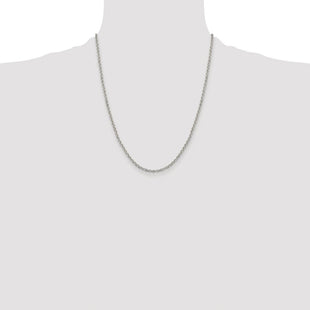 Sterling Silver Rhodium-plated Diamond-cut Cable Chain (Style QHC045R-22)